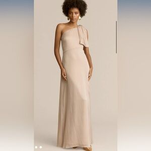 Sachin & Babi Chelsea One-Shoulder Georgette Bias Gown | Champagne | Size 4
